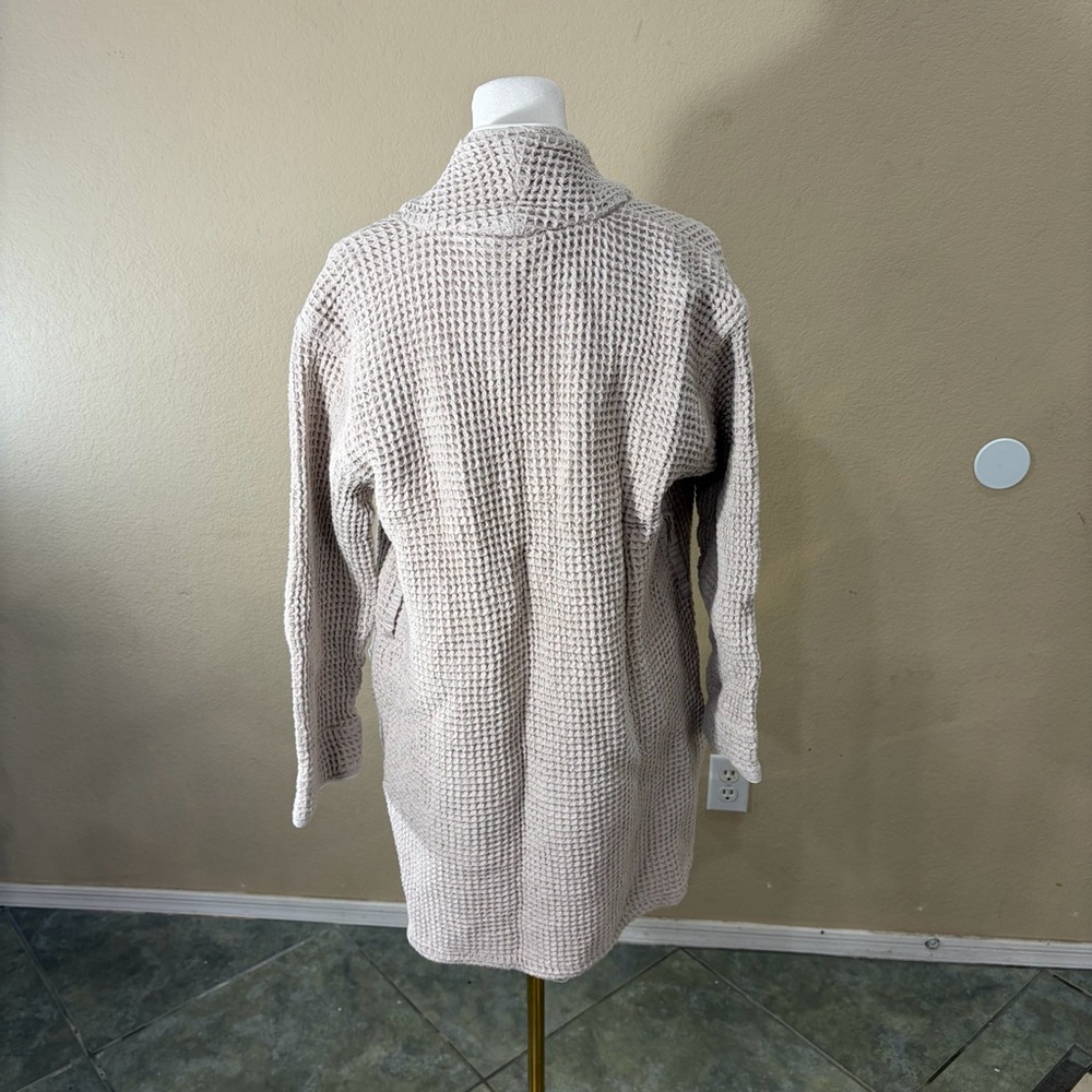 BOLL & BRANCH ORGANIC COTTON WAFFLE BATH ROBE Tan  Women’s Sz M Cozy Comfy Read! - Picture 4 of 8